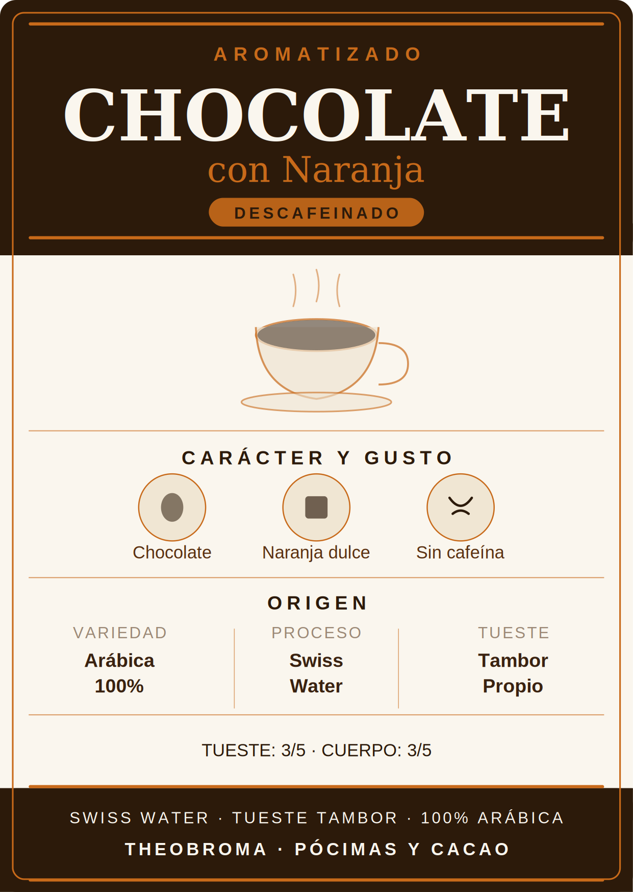 Café Descafeinado Aromatizado Natural Chocolate Naranja